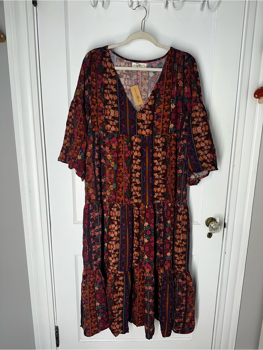 NATURAL LIFE Boho Multi Floral Stripe Midi Dress